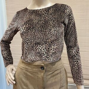 Sparkle & fade cheetah print  crop top with back zipper, size S